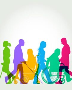 Large group of people representing a diverse range of Disabilities in society