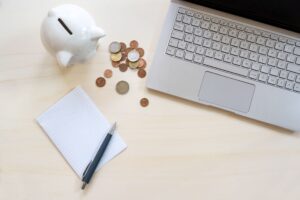 piggy bank with keyboard