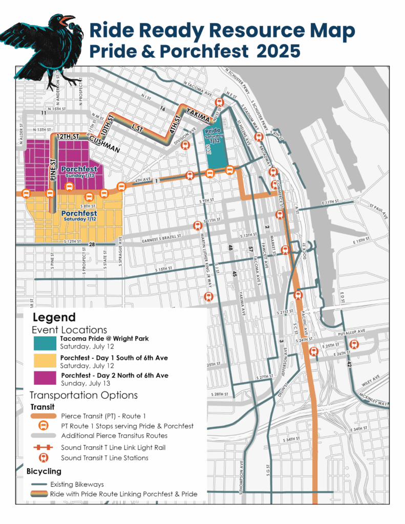 Resources for taking transit & bicycling to Pride & Porchfest