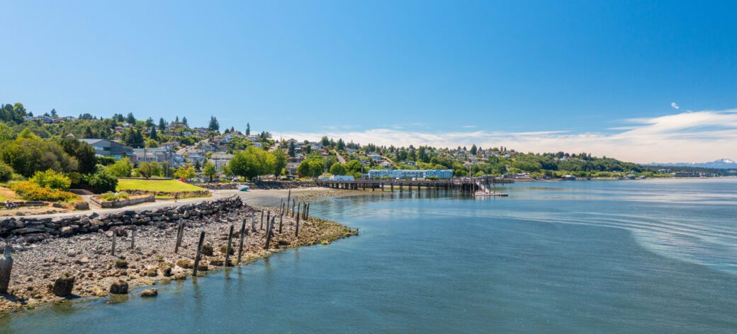 Aerial photo of Commencement Bay in Tacoma.