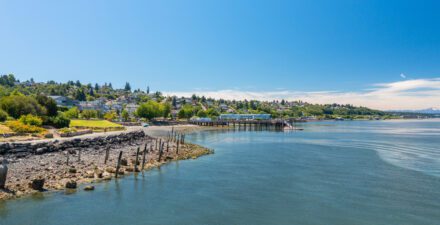 Aerial photo of Commencement Bay in Tacoma.