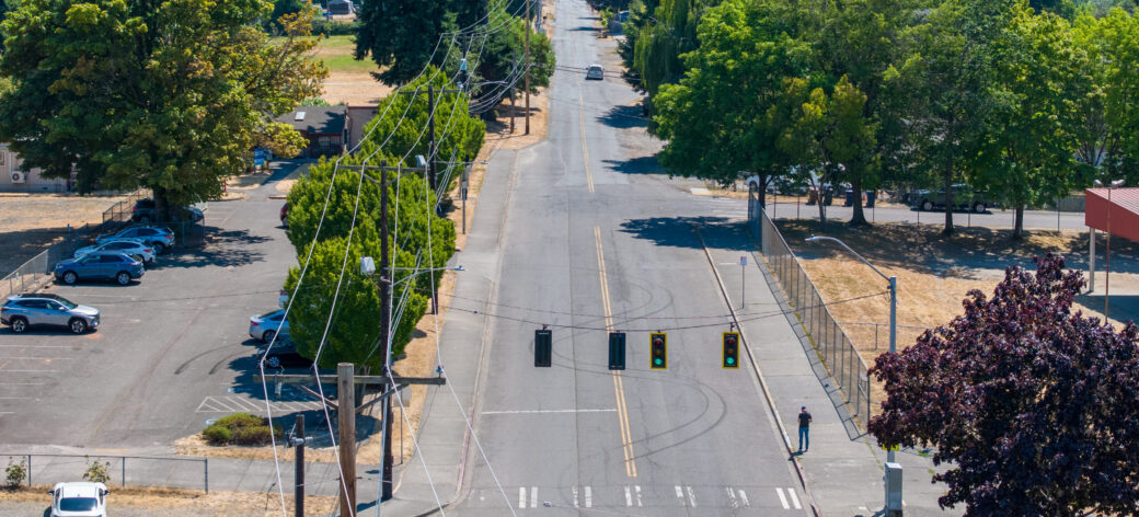 Drone photo showing Roosevelt Avenue