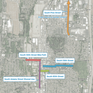 Map showing the five areas included in the STRS project
