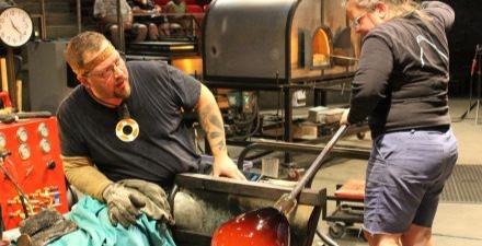 Glassblowing in the Museum of Glass hot shop as part of Glass Fest Northwest