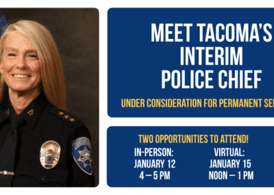 flyer to meet Tacoma's interim Police Chief, Patti Jackson
