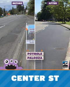 Pothole Palooza 2026 Center Street Before and After