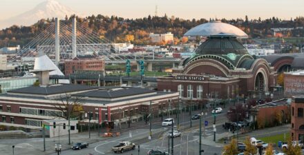 Aerial of Museum and Tacoma Dome