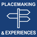 Placemaking and Experiences goal area icon: a directional signpost with arrows pointing in different directions.