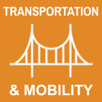 Transportation and Mobility goal area icon: a suspension bridge