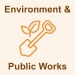 Environment and Public Works icon: a shovel with a sprouting plant.