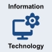 Information Technology icon: a computer monitor with a gear.