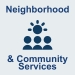 Neighborhood and Community Services icon: a row of three people beneath a sun.