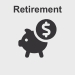 Retirement icon: a piggy bank with a dollar coin