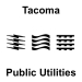 Tacoma Public Utilities title and their logo with symbols representing their services: water, power, and rail